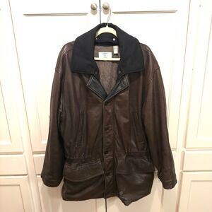 Valentino Uomo Mens Leather Jacket Brown Size 38 Button Front Repairs Needed